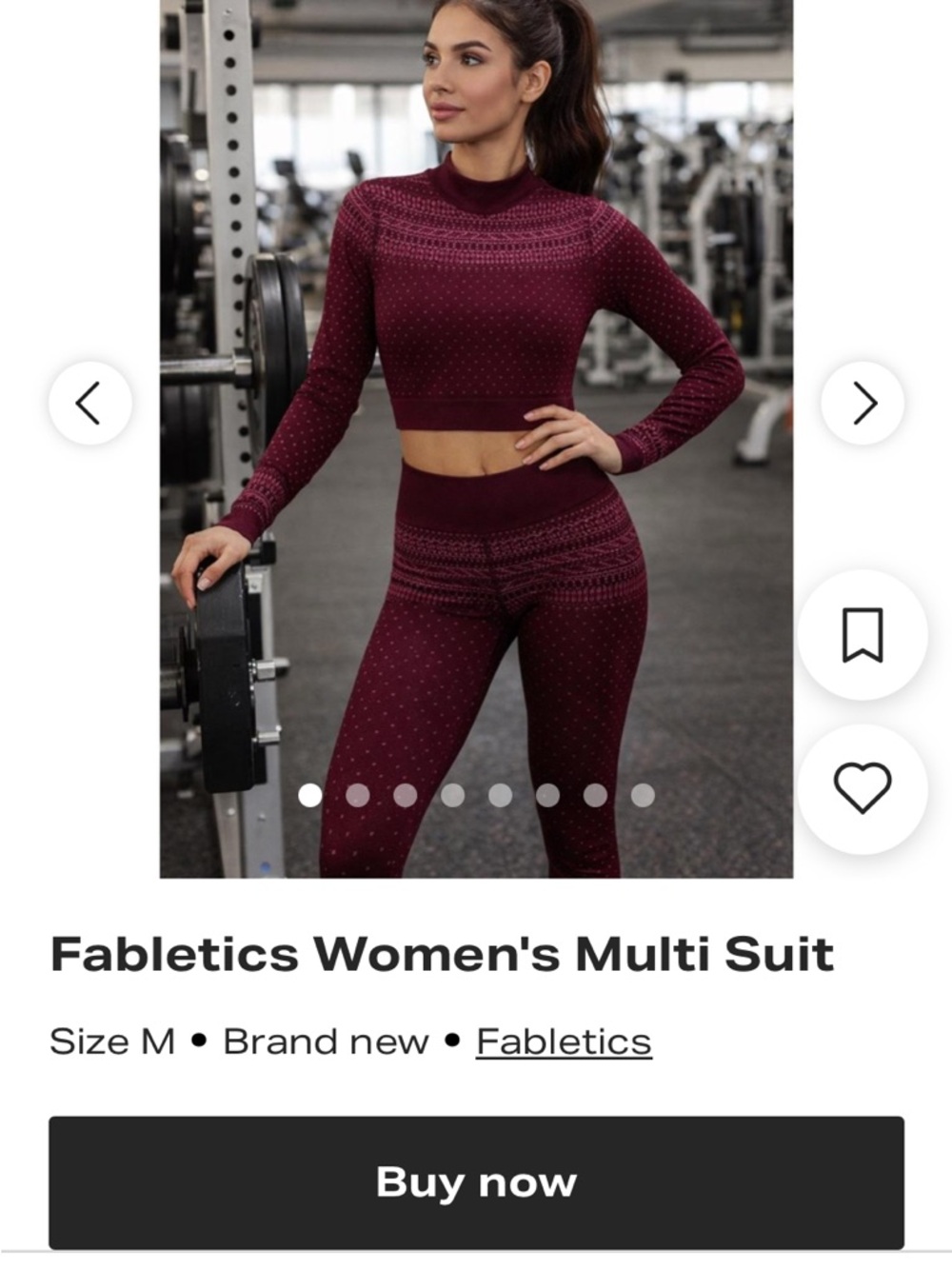 Fabletics Deep Burgundy Seamless fleece lined Crop Top & Leggings Set